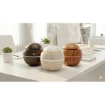 Ultrasonik Hava Nemlendirici Aroma Difüzörü - 3 Farklı Renk Seçeneği (Beyaz, Koyu Ahşap) - Küre Tasarım Buhar Makinesi, Led Işıklı Sessiz Oda Kokusu Yayıcı (Usb) (Koyu Ahşap)