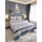 Ultrasonik Kapitoneli Rossera Çift Kişilik Pike Takımı 195X235 Cm Mavi
