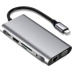 Ultratekno 11 İn 1 Type-C To Usb Hub Port Uyumlu Adaptör Hdmı 4X Usb Lan Vga Sd Card Çevirici Çoklayıcı