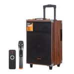 Ultratekno B-Q12 50 W Süper Bass Kumandalı Taşınabilir Kablosuz Mikrofonlu Ahşap Bluetooth Hoparlör