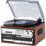 Ultratekno Hepsi Bir Arada Elektrikli Vintage Plak Çalar CD Çalar Kaset USB Bluetooth Tf Aux Özellikli Kumandalı Pikap - Ahşap