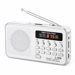 Ultratekno L-938 Şarjlı Taşınabilir FM Radyo | Dijital Ekranlı | USB/TF/SD/AUX Destekli | BL-5C Bataryalı Cep Radyosu (Beyaz)