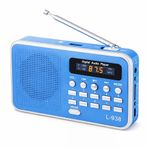 Ultratekno L-938 Şarjlı Taşınabilir FM Radyo | Dijital Ekranlı | USB/TF/SD/AUX Destekli | BL-5C Bataryalı Cep Radyosu (Mavi)