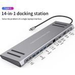 UltraTekno Laptop Macbook Uyumlu Type C Çoklayıcı Port Istasyonu 14IN1 Çevirici Kart Okuyucu Hub - Gri