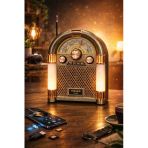 Ultratekno M-68Bt Bluetooth Nostaljik Radyo Şarjlı Işıklı Retro Müzik Kutusu Fm/Am/Sw Usb Tf Kart
