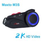 UltraTekno Maxto M3S 2k Hd 1440P Kameralı Intercom Motosiklet Kask Intercom - Siyah - Mavi