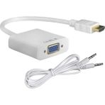 Ulu Bilgisayar HDMI To VGA Dönüştürücü Çevirici Sesli Kablo - Beyaz