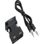 Ulu Bilgisayar HDMI To VGA Monitör Çevirici Dönüştürücü Adaptör Başlık Ses Destekli - Siyah