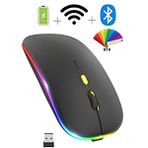 Ulu Bilgisayar Orn Kablosuz Fare Wireless Bluetooth Mouse 4 Tuşlu Renk Sessiz Şarj Edilebilir - Siyah