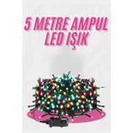Ulu Pazarlama 5 Metre Ampul LED Işık Renkli Rgb Çok Renkli LED Aydınlatma - 12 W - Açık Sarı