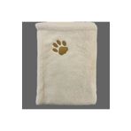 ULUBEN Kedi Köpek Battaniyesi Ekru Beyaz - Altın Sarı Pati Nakışlı - Wellsoft Premium Fluffy Kumaş