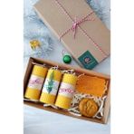 Uludagstore7 Dekoratif Doğal Petek Balmumu Mum 3 Adet 4.5 cmX10 cm Ay ve Güneş Mum Gerçek Ballı Sabun Hediyelik Set Beeswax Candle