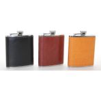 Ulugo Paslanmaz Çelik Tekli 7 Oz Derili Matara ALK2660