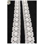 ULUPAMİR Beyaz Çiçek Motifli Tığ İşi Pamuk Dantel Şerit-Kopanaki-Tuhafiye-1 Metre