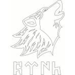 Uluyan Kurt Silüeti + Göktürkçe Türk Yazısı - Oto Sticker - Beyaz