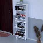 Umay İkili Ayaklı 52 Cm 4 Düşer Kapaklı Ayakkabılık, Beyaz