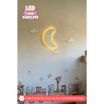 UmayBabyDekor 1 Adet Gülen Ay Gece Lambası Bebek Çocuk Odası Duvar Dekorasyonu Aydınlatma Ahşap Gece Lambası