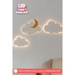 UmayBabyDekor 3Lü Set Bulut ve Ay Gece Lambası Bebek Çocuk Odası Duvar Dekorasyonu Aydınlatma Ahşap Gece Lambası