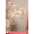 UmayBabyDekor 4’lü set Gece lambası Bebek Çocuk odası Duvar dekorasyonu aydınlatma ahşap gece lambası