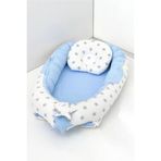 Umaybebek Babynest, Bebek Uyku Yatağı 0-2 Yaş - %100 Pamuk-Mavi Beyaz