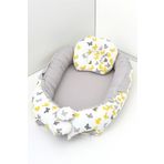 Umaybebek Babynest, Bebek Uyku Yatağı 0-2 Yaş - Pamuk Kumaş - Sarı Gri Kelebek