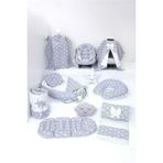 Umaybebek Babynest Puset Örtüsü Alt Açma Emzirme Yastığı Bel Destekli Ana Kucağı Bebek Arabası Minderi-Panço-Açık Gri Yıldız P