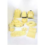 Umaybebek Babynest Puset Örtüsü Alt Açma Emzirme Yastığı Bel Destekli Ana Kucağı Bebek Arabası Minderi-Panço-Sarı Fırfırlı P