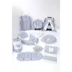 Umaybebek Babynest Puset Örtüsü Alt Açma Emzirme Yastığı Bel Destekli Ana Kucağı Bebek Arabası Minderi-Tutmalı-Açık Gri Yıldız T