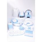Umaybebek Babynest Puset Örtüsü Alt Açma Emzirme Yastığı Bel Destekli Ana Kucağı Bebek Arabası Minderi-Tutmalı - Mavi - Beyaz