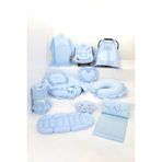 Umaybebek Babynest Puset Örtüsü Alt Açma Emzirme Yastığı Bel Destekli Ana Kucağı Bebek Arabası Minderi-Tutmalı-Mavi Fırfırlı T