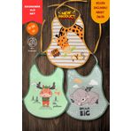 UmBaby 3'Lü Set Baskılı Ekonomik Sıvı Geçirmez Armut Önlük Mama ve Aktivite Önlüğü(0-36 Ay)