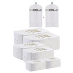 umbellatum Hurç Organizer Saklama Çantası 2 Mega 2 Büyük 2 Orta Boy ve Elbise Kılıfı Beyaz Renk 8'li Set