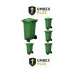 Umbex 5 Adet Plastik Çöp Konteynerı Çöp Kovası 120 Lt Isıya Karşı Dayanıklı 5 Adet Yeşil