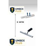 Umbex -Cam Temizlik Seti 6 Metre Teleskopik Uzayabilen Metal Sap 35 cm Cam Peluş ve Cam Çekceği - Gri