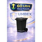 Umbex Metal Pedallı Çöp Konteyneri 60 Litre Plastik Konteyner - A Isıya Karşı Dayanıklı Malzeme - Siyah