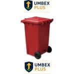 Umbex Plastik Çöp Konteyneri 240 Litre Konteyner - A+ Isıya Dayanıklı Malzeme - - Kırmızı
