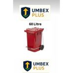 Umbex Plastik Pedallı Çöp Konteyneri 60 Litre Plastik Konteyner - A Isıya Karşı Dayanıklı Malzeme - Kırmızı