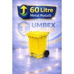 Umbex Plastik Pedallı Çöp Konteyneri 60 Litre Plastik Konteyner - A Isıya Karşı Dayanıklı Malzeme - Sarı