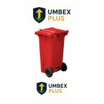 Umbex Plus Kırmızı Plastik Çöp Konteyneri 120 Litre Konteyner A Isıya Karşı Dayanıklı Malzeme