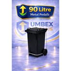 UMBEX PLUS Metal Pedallı Çöp Konteyneri 90 Litre Konteyner ve 10 Adet Çöp Poşet Rulosu- Isıya Dayanıklı-