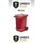 Umbex Plus Pedallı Plastik Çöp Konteyneri 90 Litre Plastik Konteyner - A Isıya Karşı Dayanıklı-Kırmızı