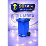 Umbex Plus Pedallı Plastik Çöp Konteyneri 90 Litre Plastik Konteyner - A Isıya Karşı Dayanıklı- - Mavi