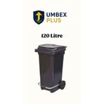 UMBEX PLUS Plastik Metal Pedallı Çöp Konteyneri 120 Litre Konteyner - Isıya Dayanıklı Malzeme -
