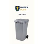 UMBEX PLUS Plastik Metal Pedallı Çöp Konteyneri 240 Litre Konteyner - Isıya Dayanıklı Malzeme -