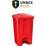 Umbex Plus Plastik Pedallı Çöp Konteyneri 85 Litre Çöp Kovası - Isıya Dayanıklı Malzeme - - Kırmızı