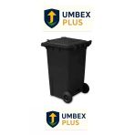Umbex Plus Siyah Plastik Çöp Konteyneri 240 Litre Konteyner - A+ Isıya Karşı Dayanıklı Malzeme - Siyah