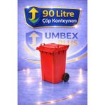 Umbex Plus Umbex Atık Plastik Çöp Konteyneri 90 Litre Plastik Konteyner - A Isıya Karşı Dayanıklı- - Kırmızı