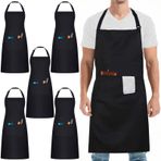 umboom 5'li Paket Şef Siyah Önlük, Kadın Erkek için Düz Önlük, Okul, Yemek, Mutfak, Restoran, Bistro, Bar, Kafe, Bahçe, Salon için Profesyonel İş Önlüğü (Ayarlanabilir, 3 Cepli)