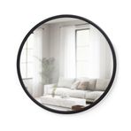 Umbra Hub duvar aynası – Yuvarlak ayna, koridor, banyo, oturma odası ve daha fazlası için, siyah, 61 cm çap