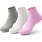 Umel Tekstil Bayan Bambu Patik Çorap 3'lü Set - 36 - 40 - Pembe - Ekru - Gri